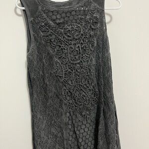 Ruff Hewn Gray Embellished Sleeveless Tank Top